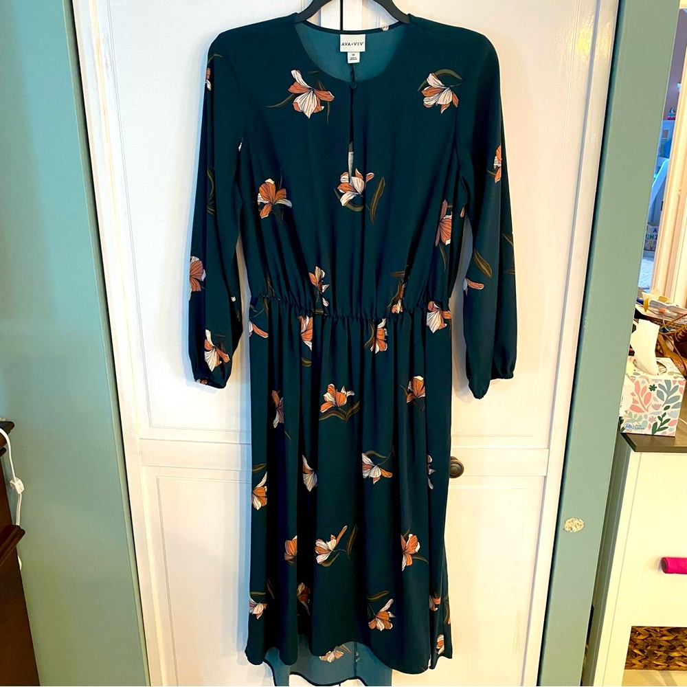 Ava & Viv Hi-Low Floral Dress Long Sleeves
